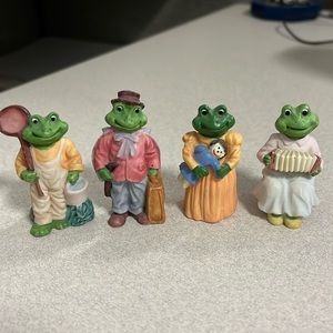 From 1991 & 1992 resin JC county Anthropomorphic Frog figurines set of 4.